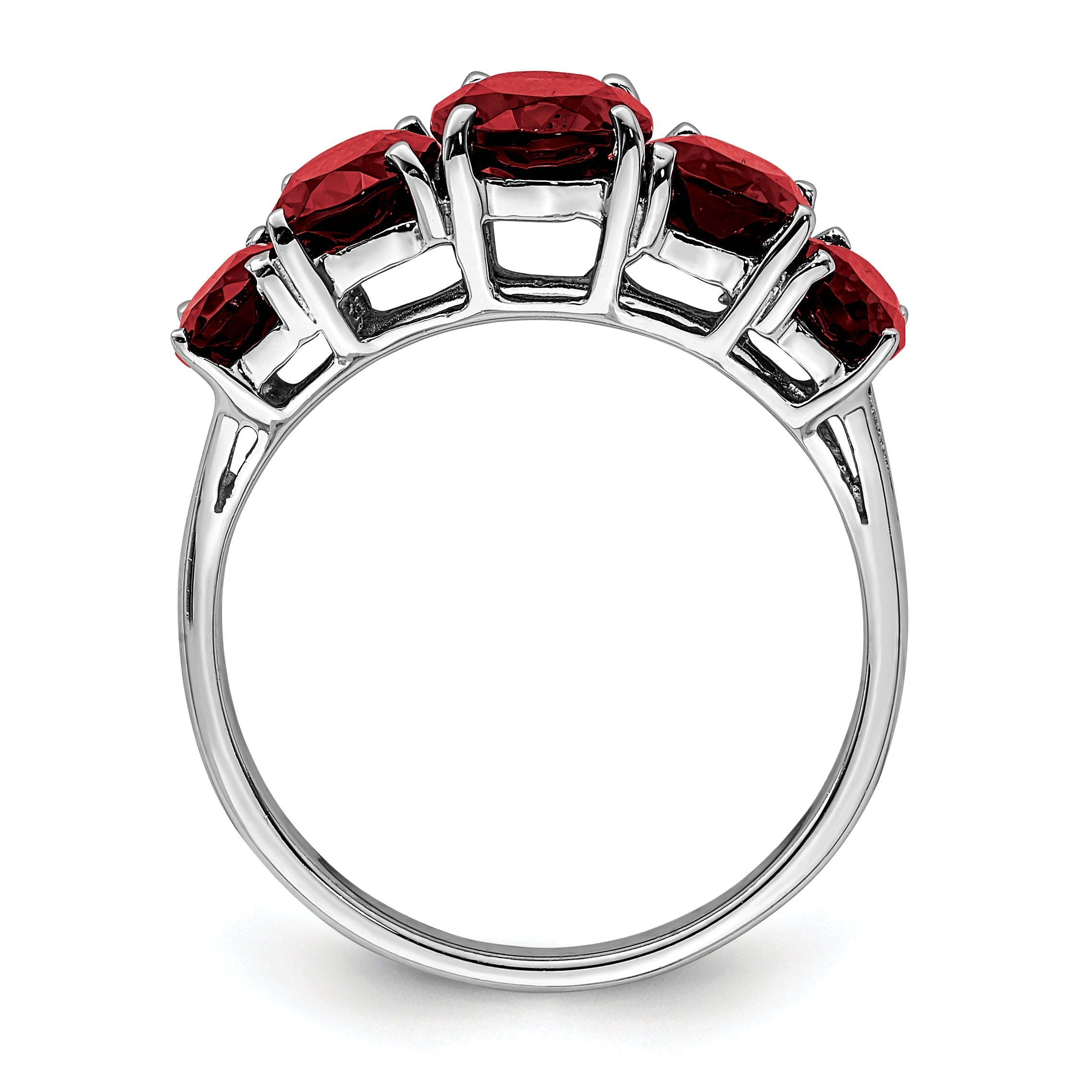 Sterling Silver Rhodium-Plated Garnet Ring