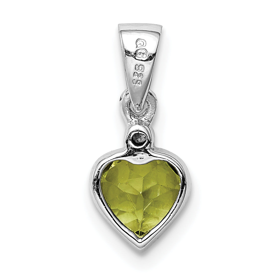 Sterling Silver Rhodium Plated Peridot And Diamond Pendant