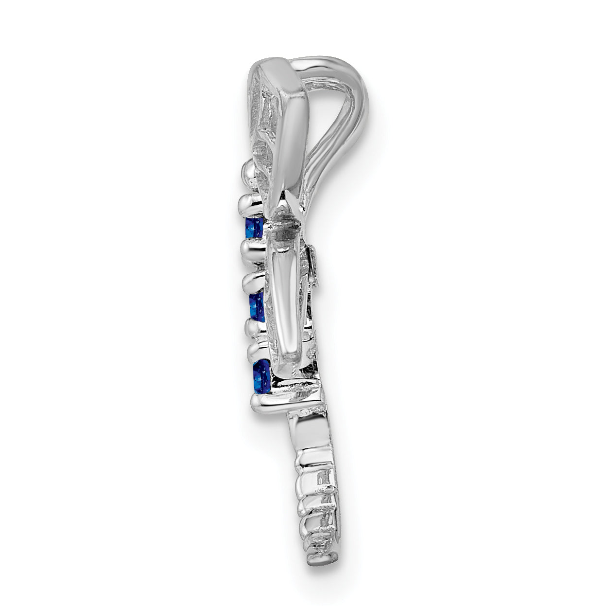 Sterling Silver Rhodium Sapphire Dragonfly Pendant