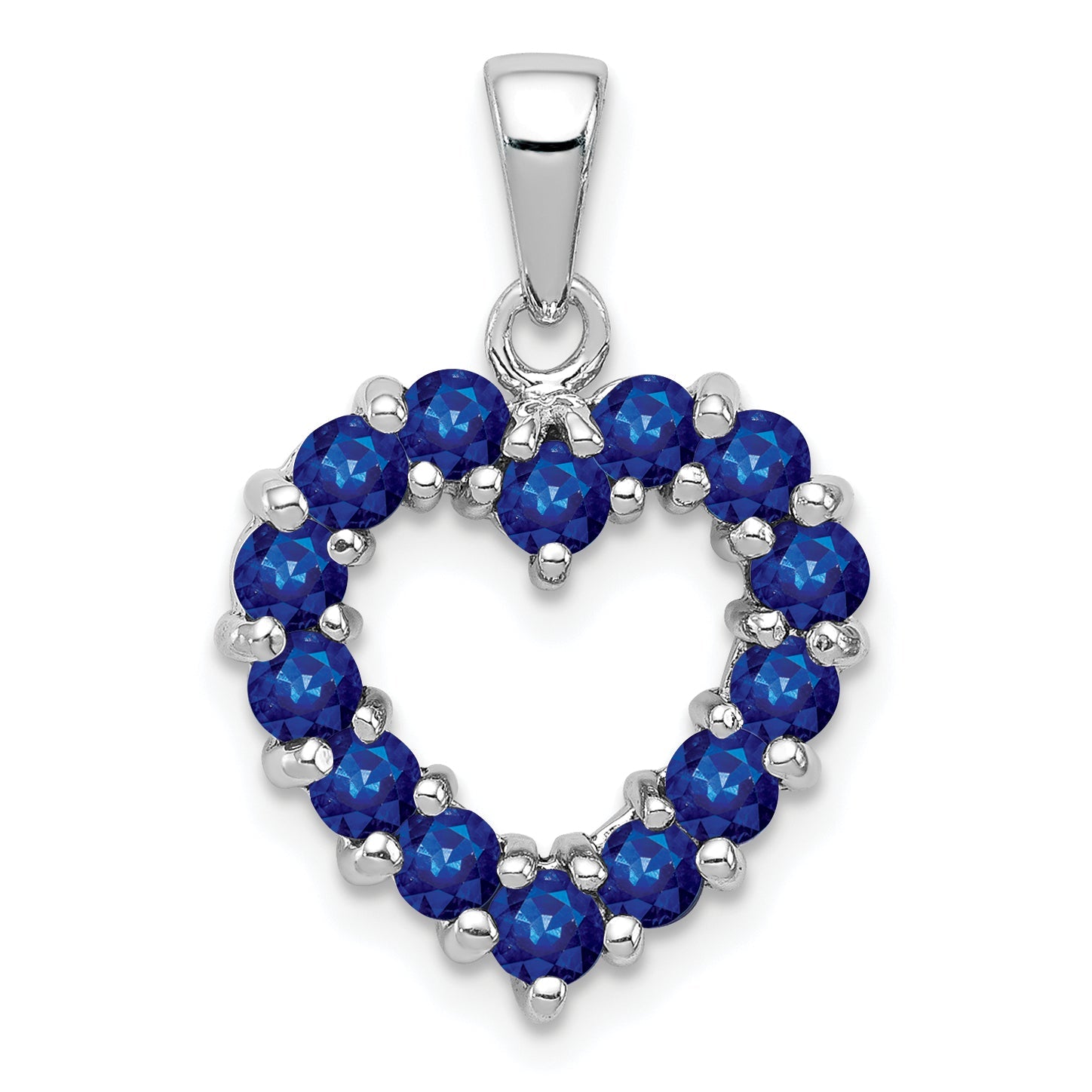 Sterling Silver Rhodium-Plated Sapphire Pendant