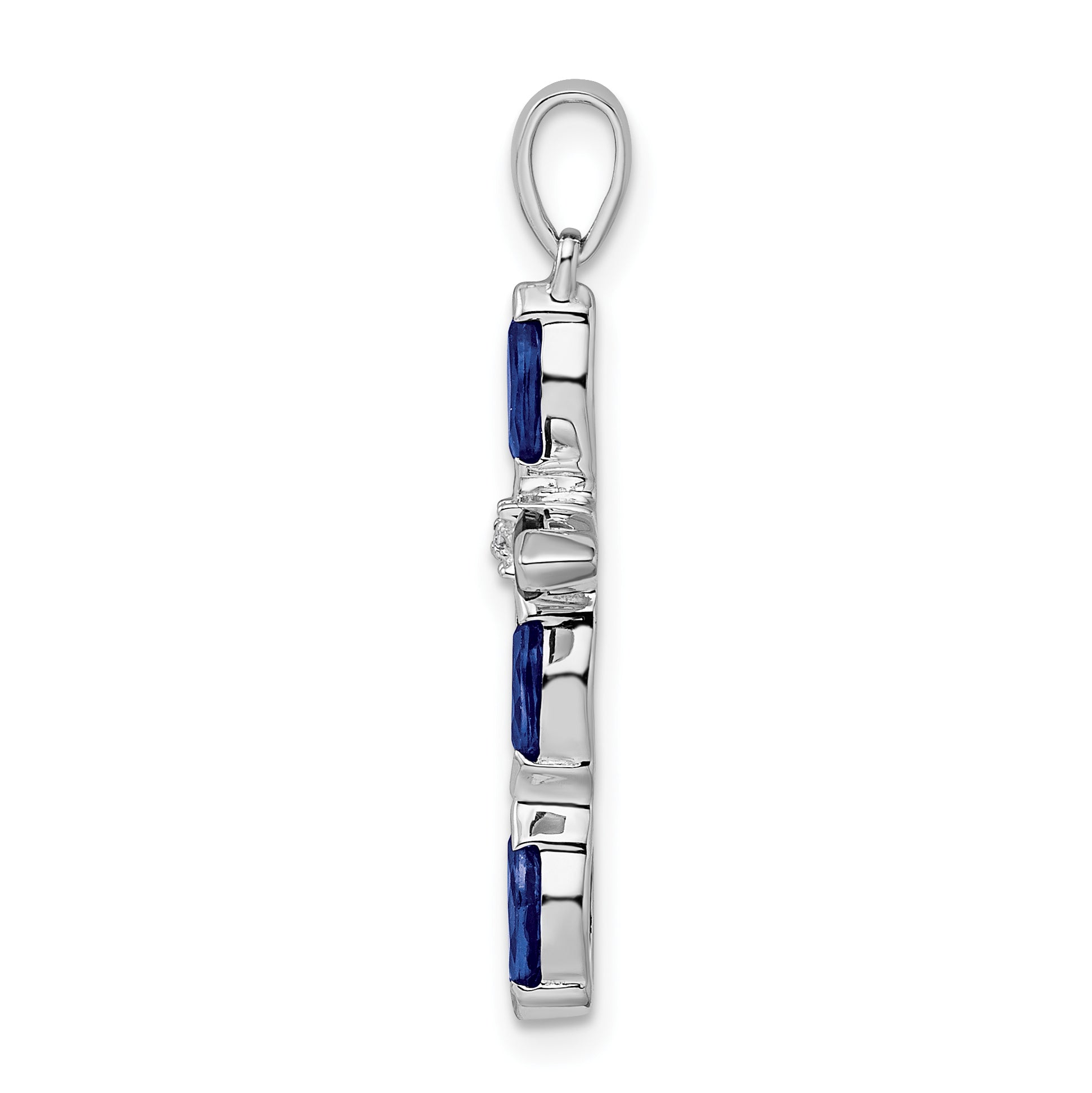 Sterling Silver Rhodium Sapphire Diamond Pendant