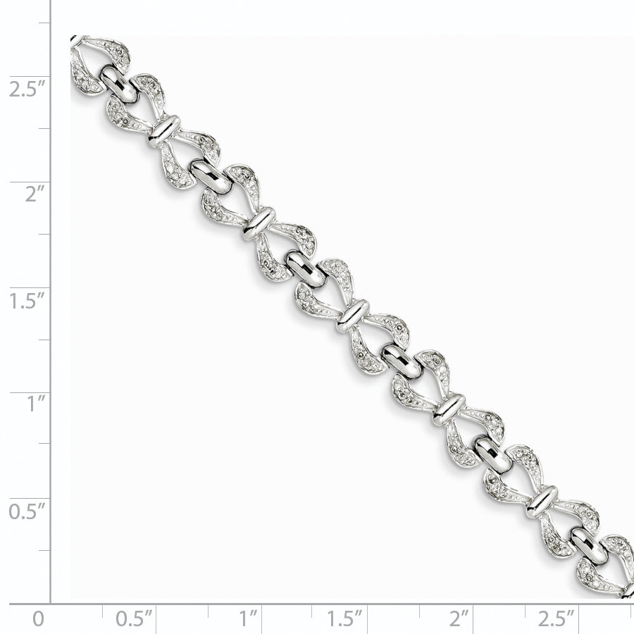 7 Inch Sterling Silver Rhodium-Plated Diam. Bracelet