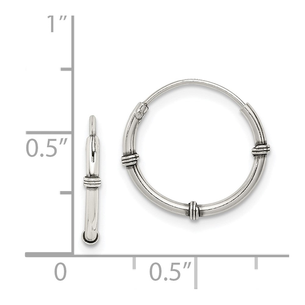 Sterling Silver Polished And Antiqued Endless Hoop Earrings