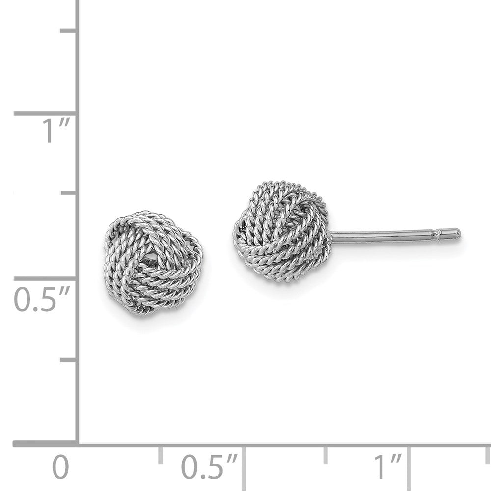 Sterling Silver Rhodium-Plated Rope Knot Post Earrings