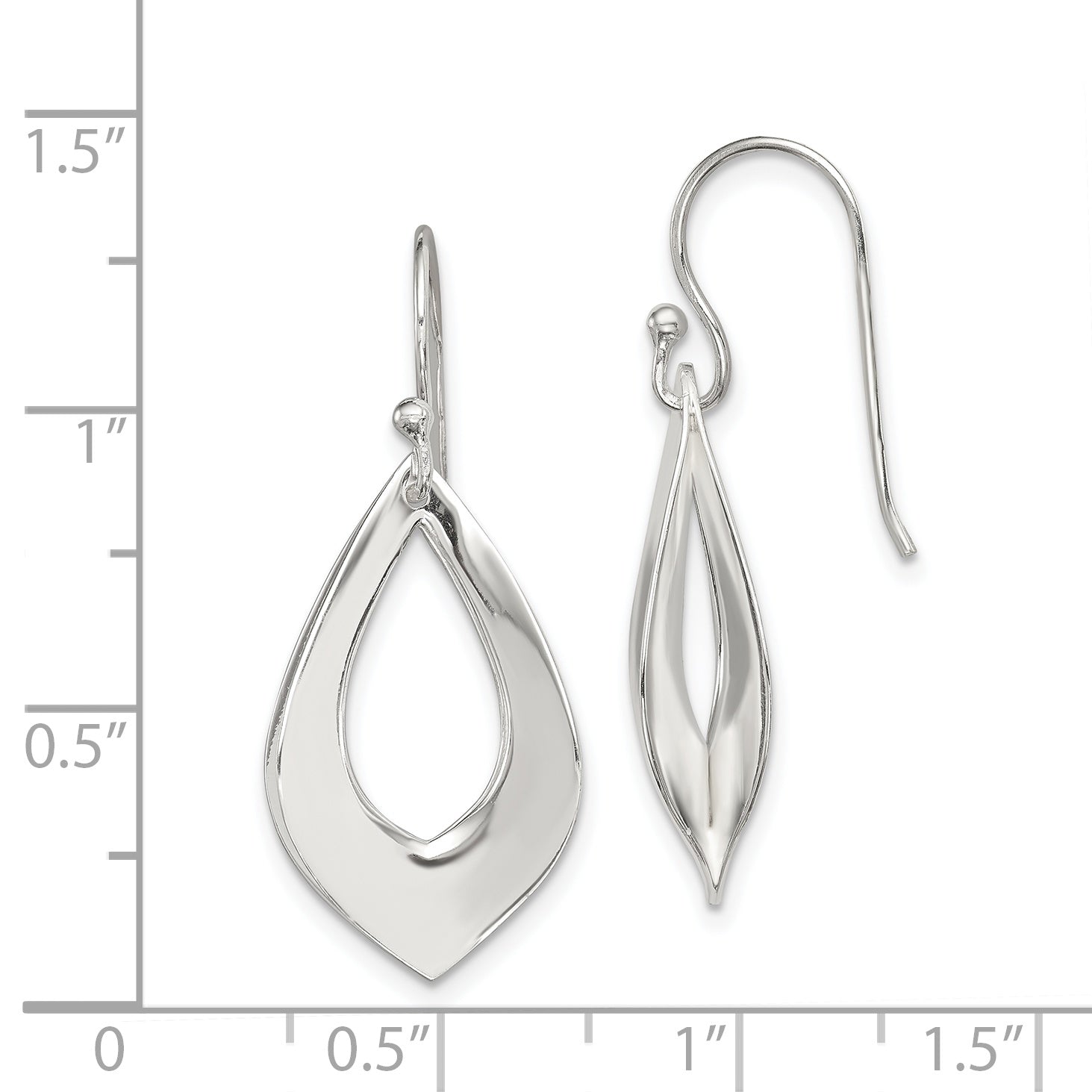 Sterling Silver Polished Teardrop Dangle Earrings