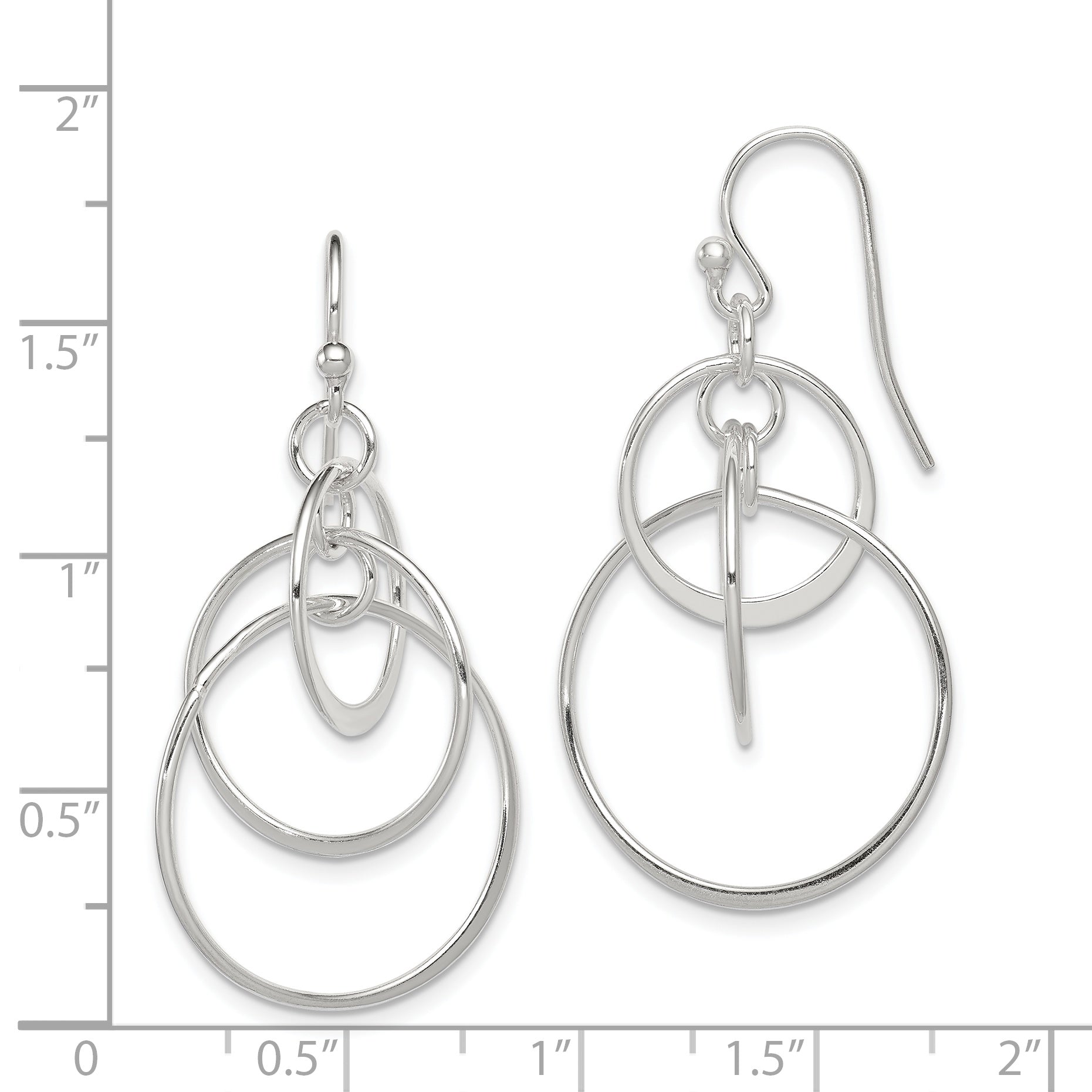 Sterling Silver Polished Intertwined Circles Dangle Earrings