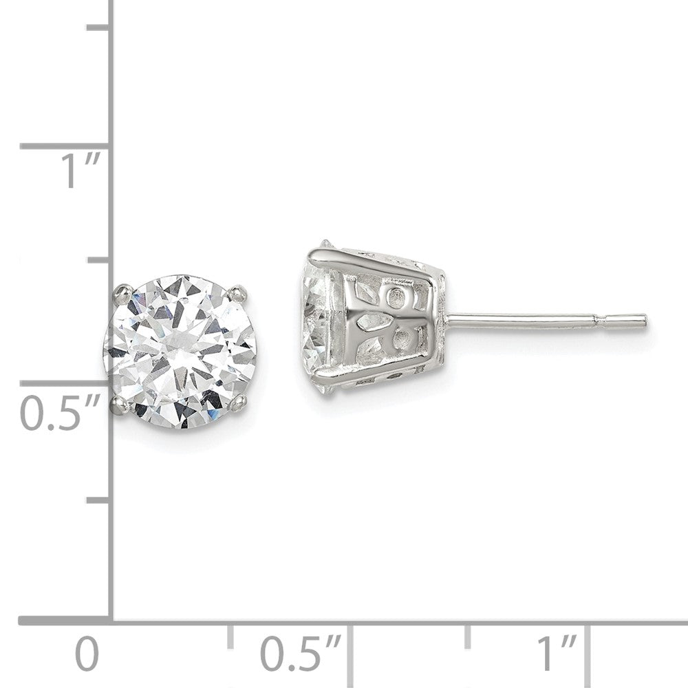 Sterling Silver Polished 8mm Round Cz Stud Earrings