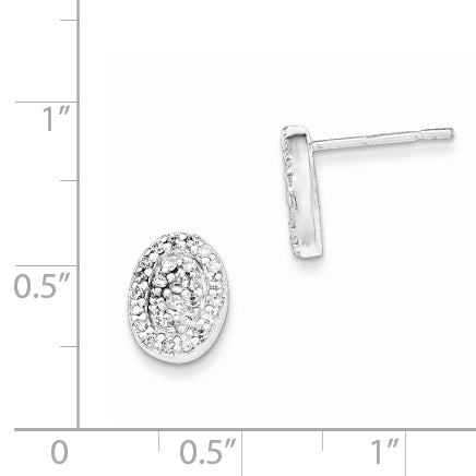 Sterling Silver Polished Oval Cz Post Earrings