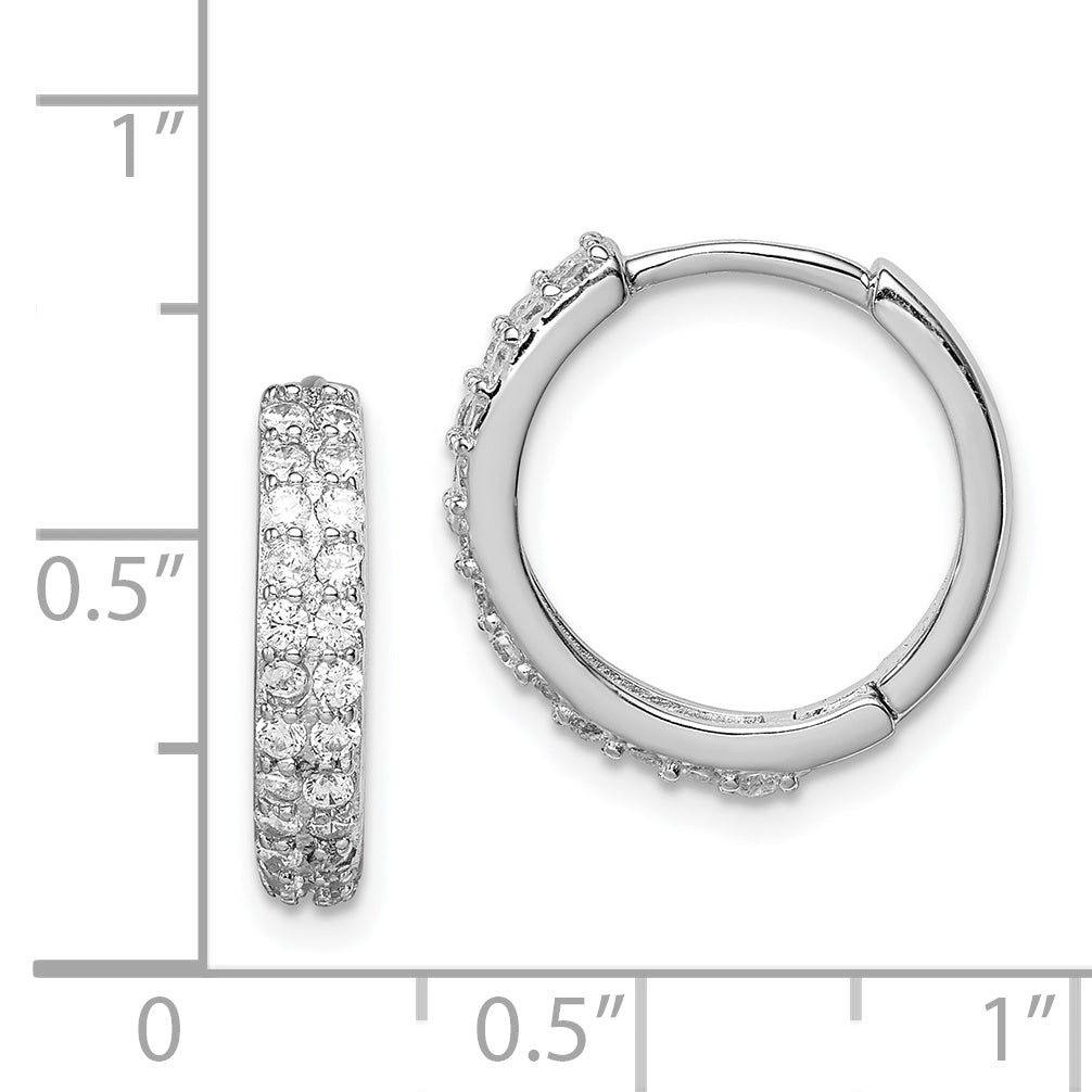 Sterling Silver Polished Rhodium-Plated Hinged Hoop Earrings