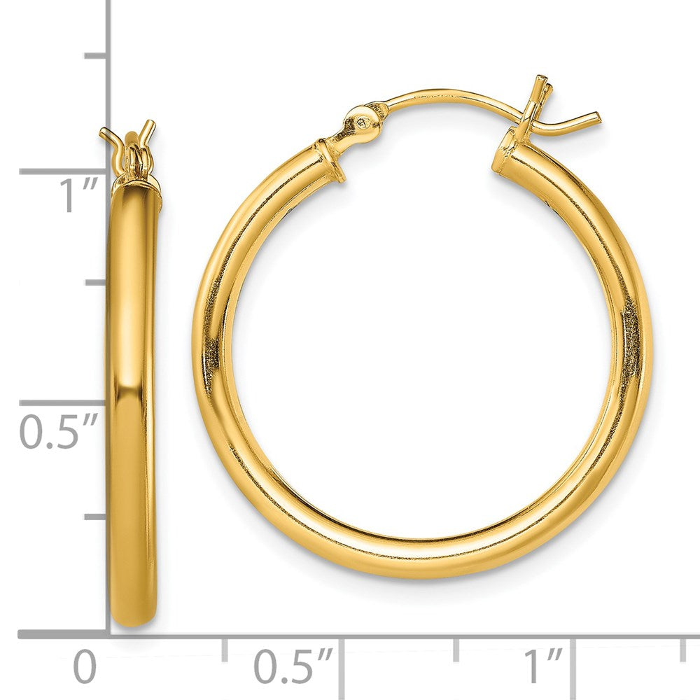 Sterling Silver Gold-Tone Polished 2.5X25mm Hoop Earrings