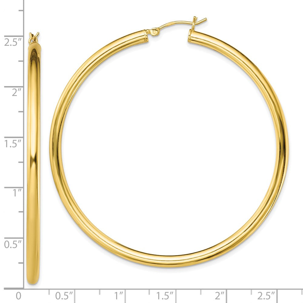 Sterling Silver Gold-Tone Polished 3X60mm Hoop Earrings