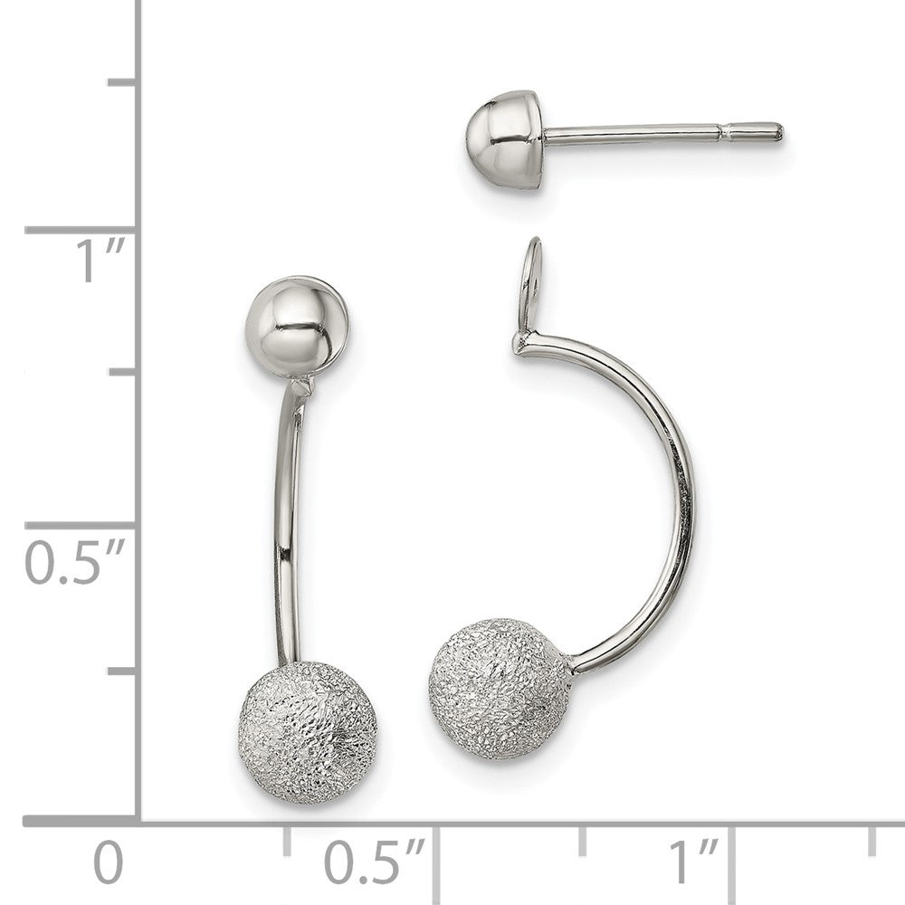 Sterling Silver Polished Laser-Cut Bead Jackets W/Button Earrings