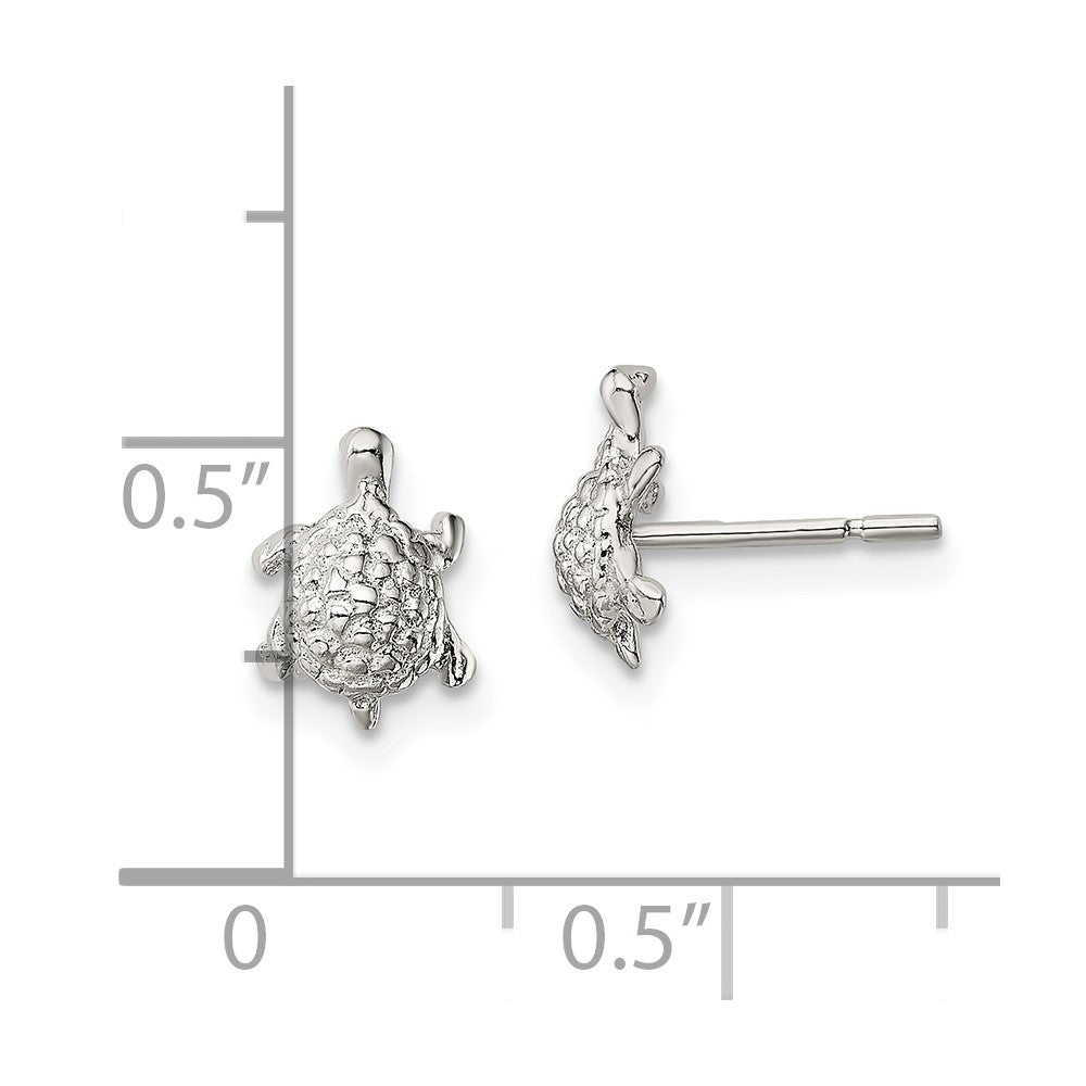 Sterling Silver Polished And Textured Turtle Post Earrings