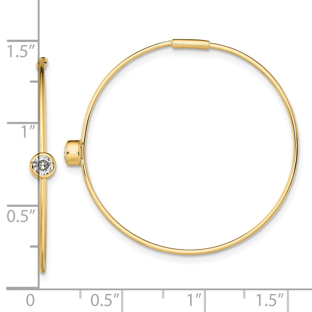 Ss/Gold Plated Sterling Silver Gold-Tone Polished Cz Bezel Endless Round Hoop Earrings
