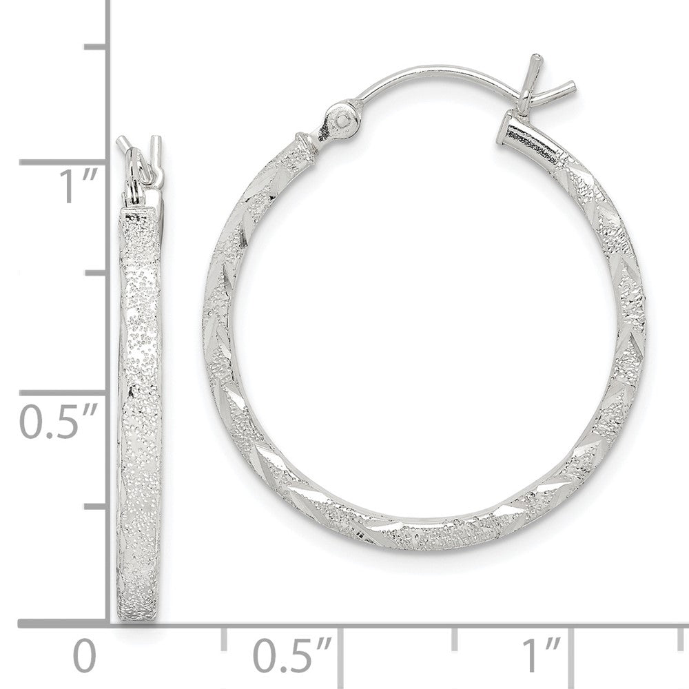 Sterling Silver Diamond-Cut 2.5mm Hoop Earrings