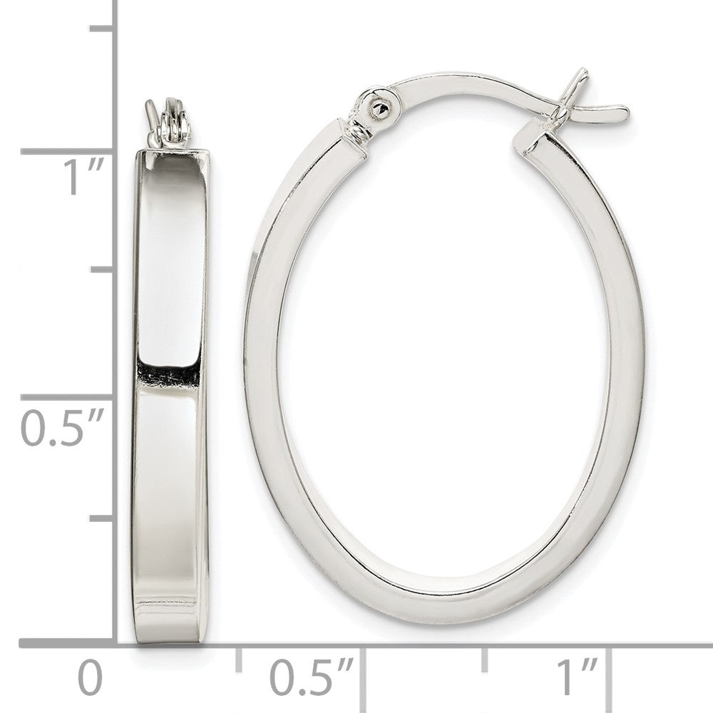 Sterling Silver Polished 4mm Oval Hoop Earrings