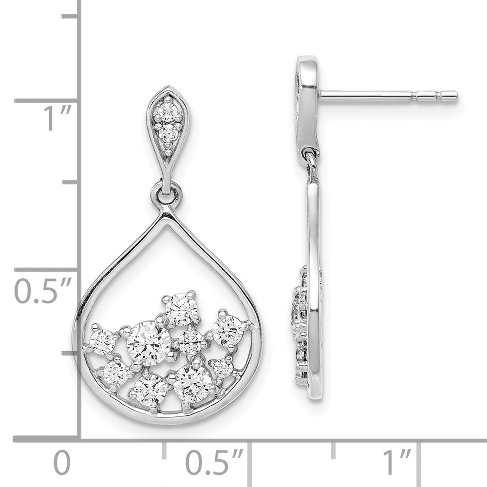 Sterling Silver Rhodium Plated Cz Dangle Earrings