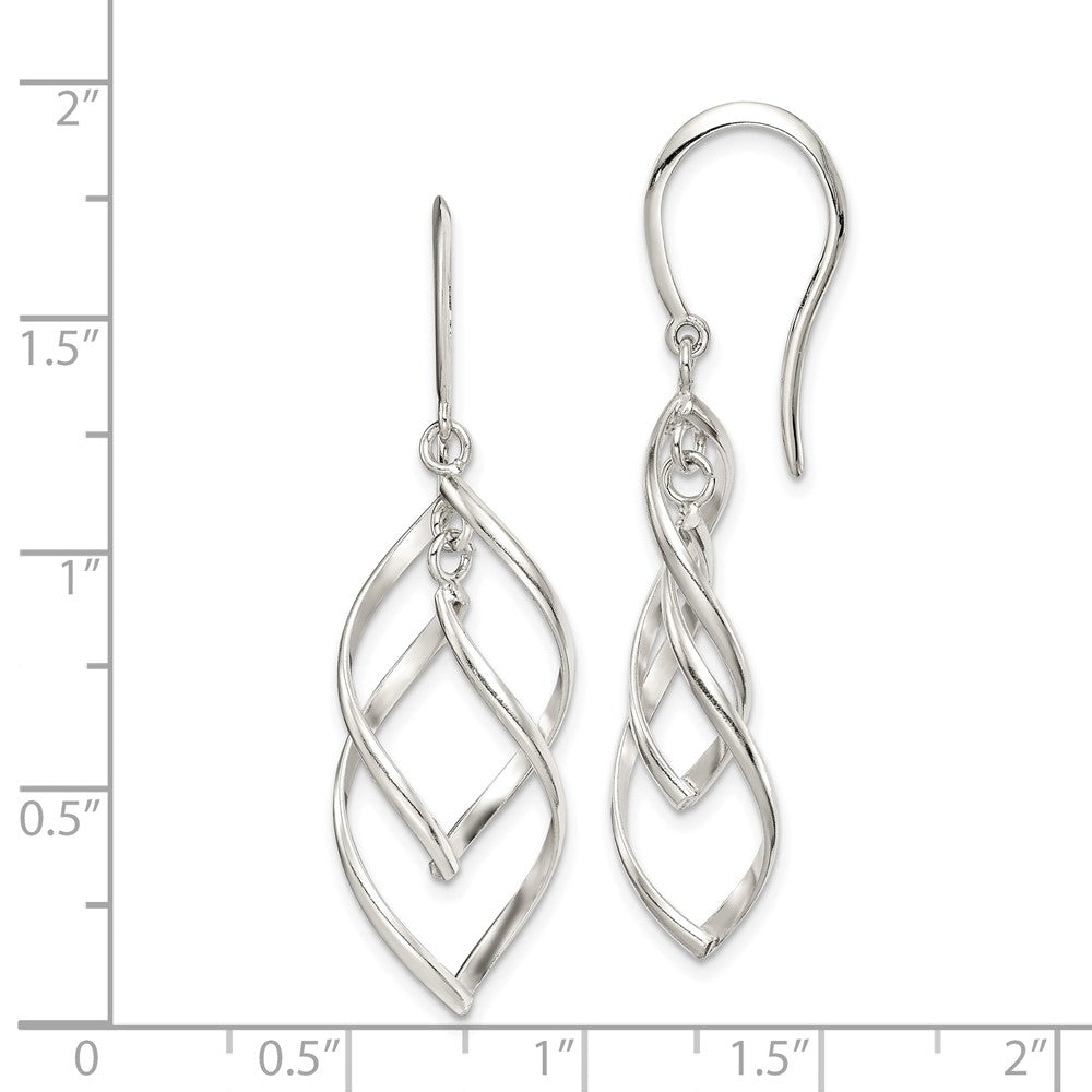 Sterling Silver Polished Fancy Twisted Dangle Earrings