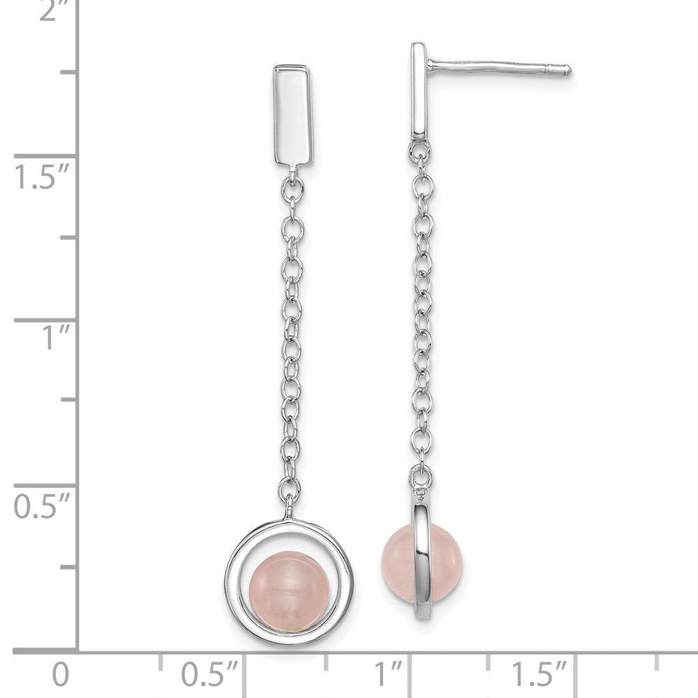 Sterling Silver Pink Quartz Dangle Post Earrings