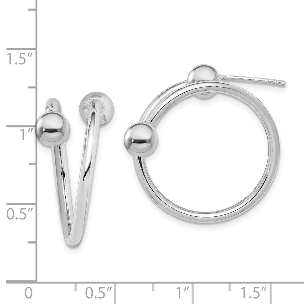 Sterling Silver Rhodium-Plated Coil Hoop Post Earrings