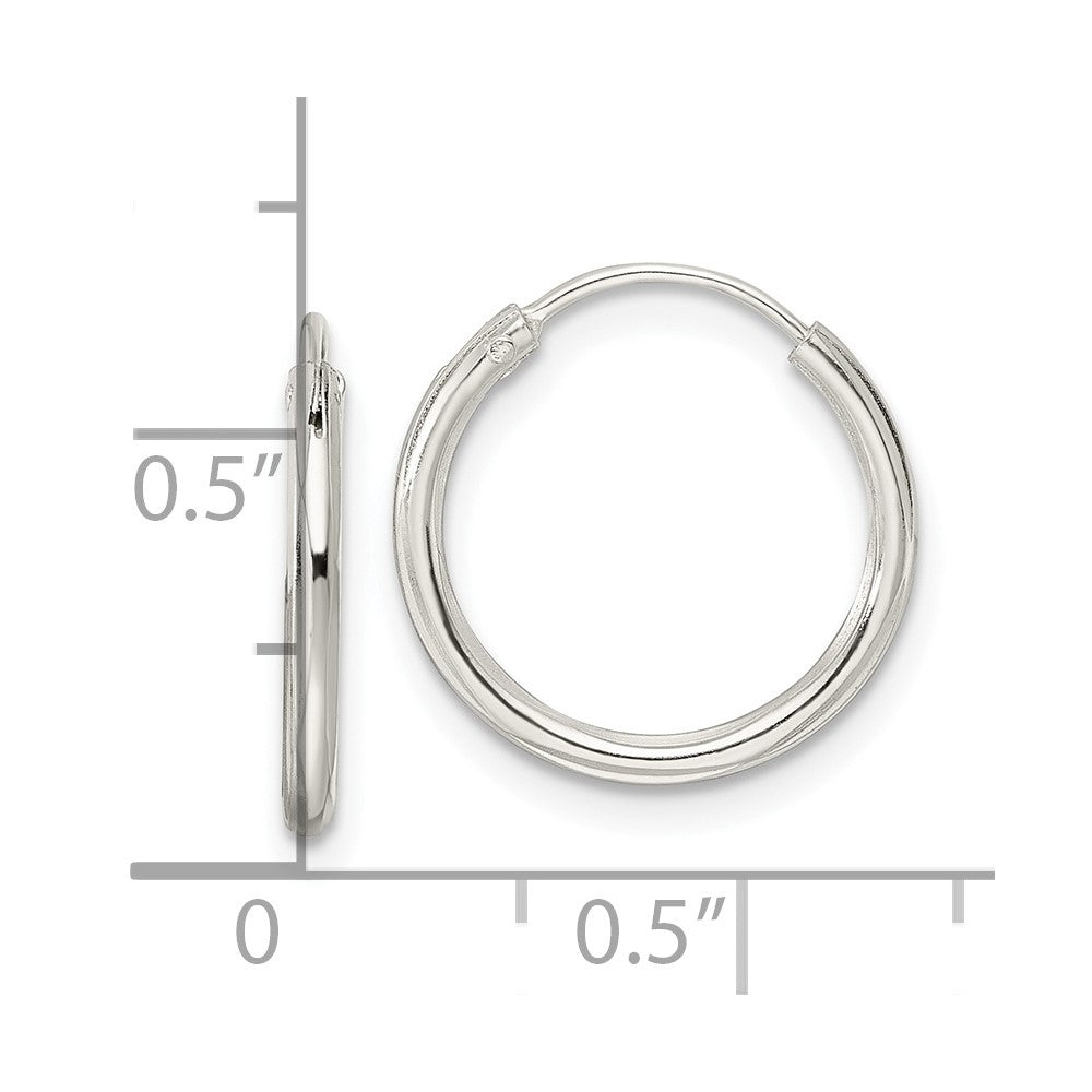 Sterling Silver Diamond-Cut 1.5X15mm Endless Tube Hoop Earrings