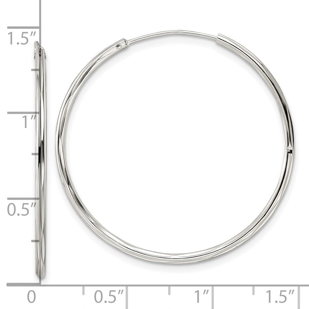 Sterling Silver Diamond-Cut 1.5X35mm Endless Tube Hoop Earrings