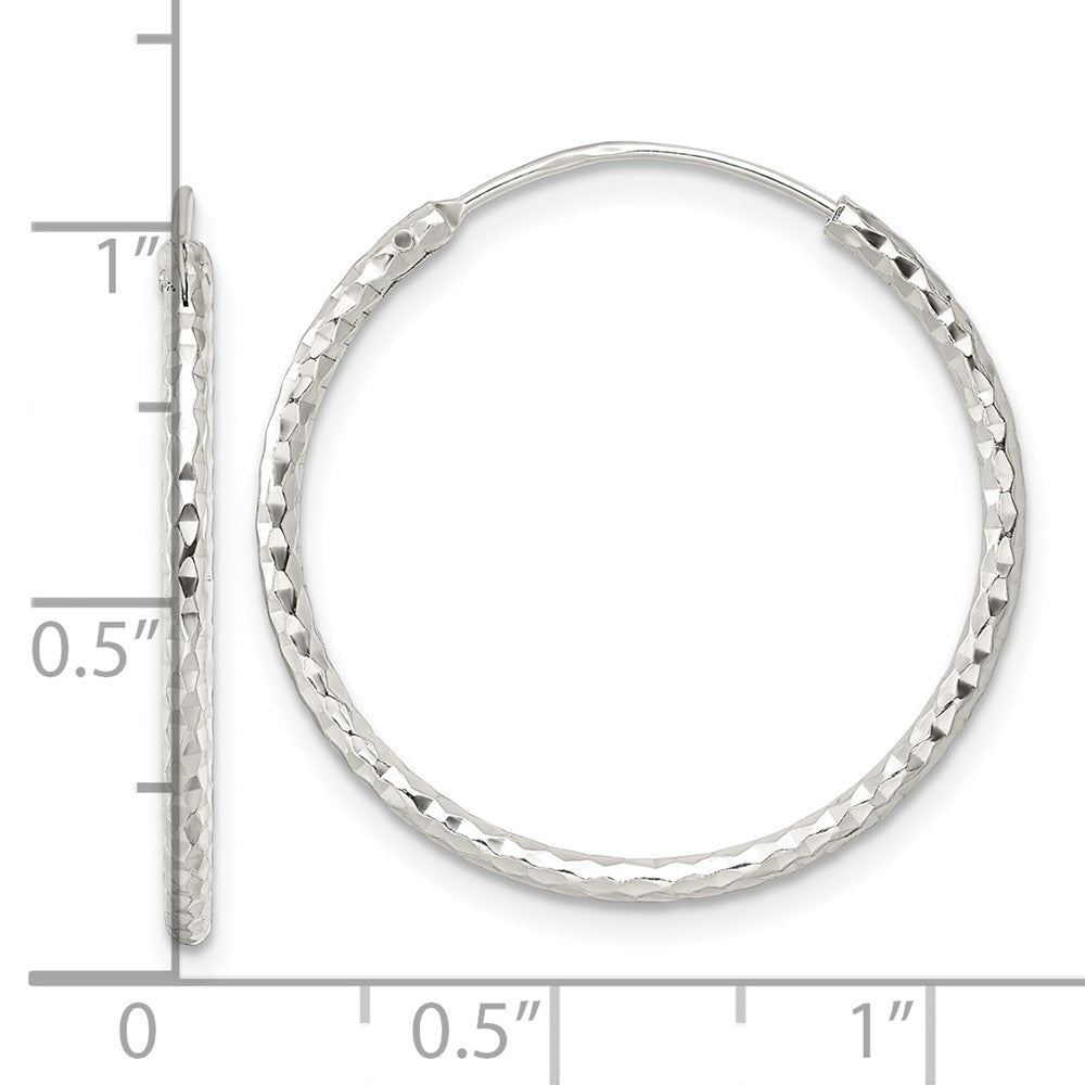 Sterling Silver Polished D/C Endless Hoop Earrings