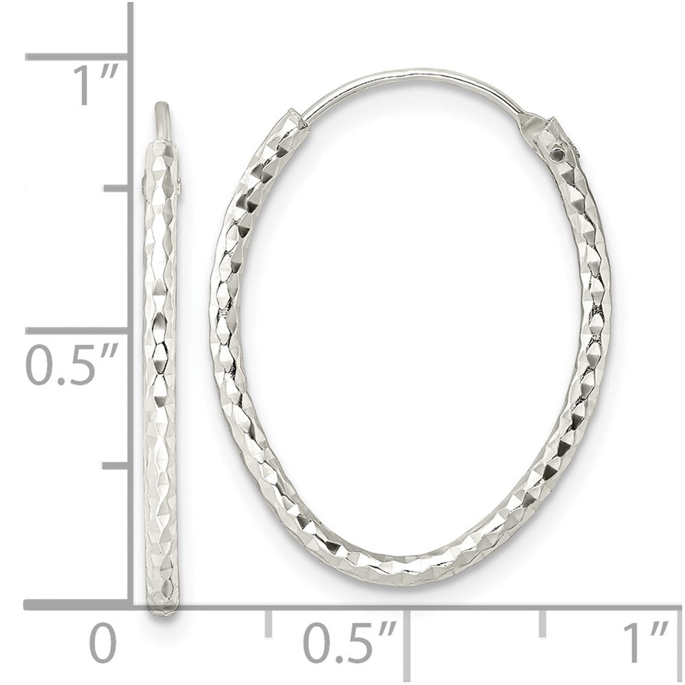 Sterling Silver Polished D/C Oval Endless Hoop Earrings