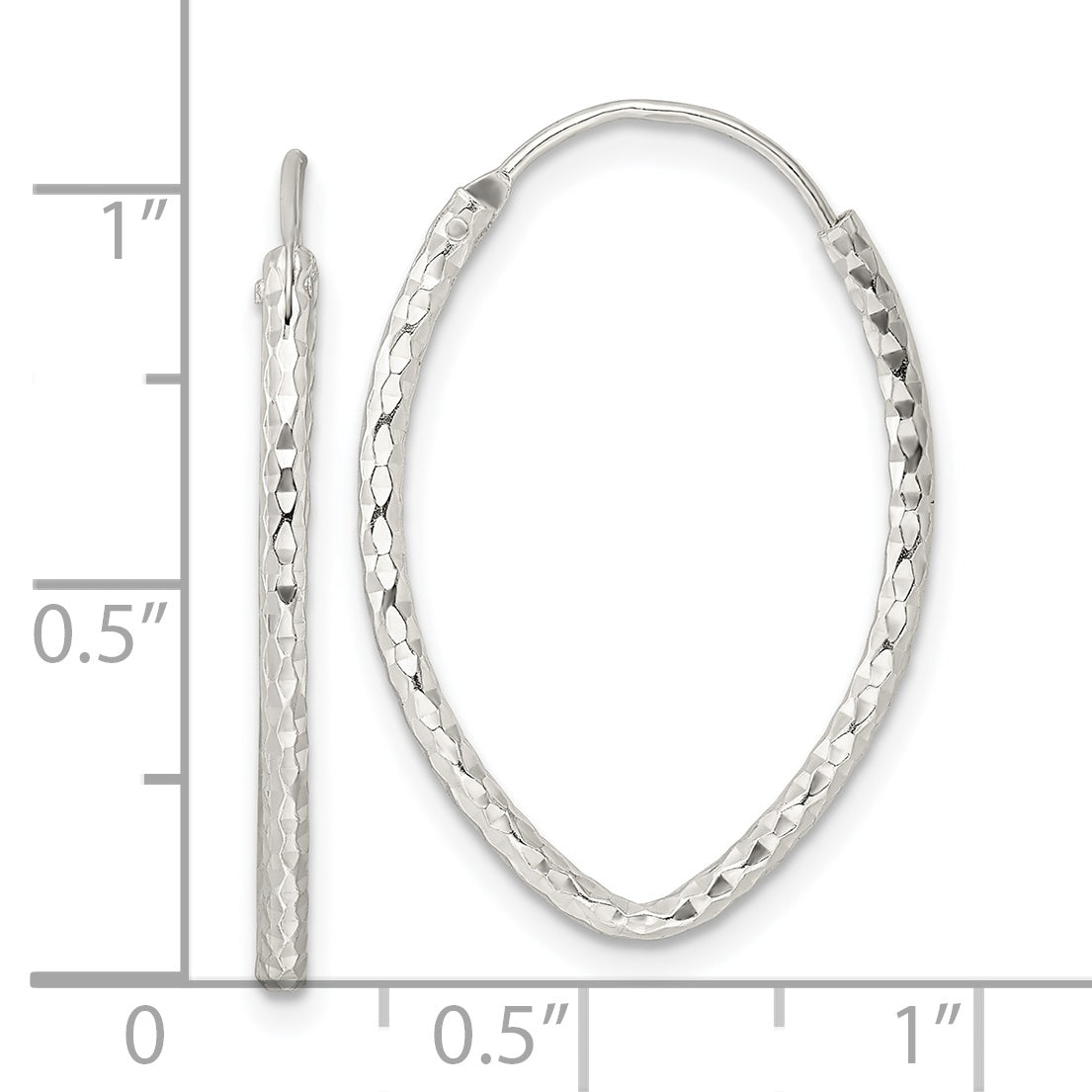 Sterling Silver Polished D/C Endless Hoop Earrings