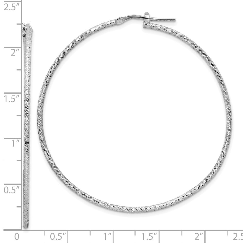 Sterling Silver Rhod-Plated Polished Diamond-Cut 1.5mm Tube Hoop Earrings