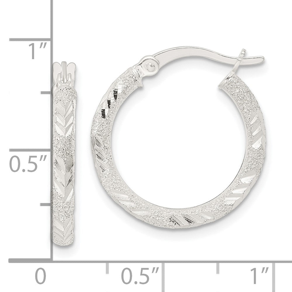Sterling Silver Polished And Laser Diamond-Cut Hoop Earrings