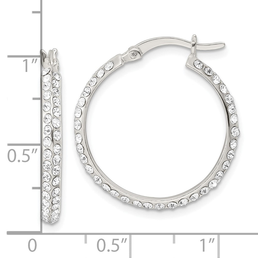 Sterling Silver Cz Round Hoop Earrings