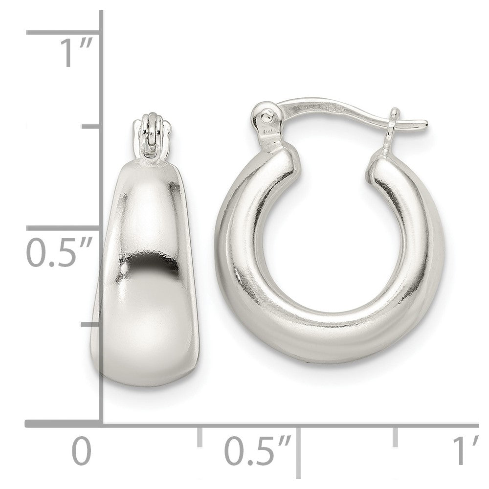 Sterling Silver Polished & Tapered Round Hoop Earrings