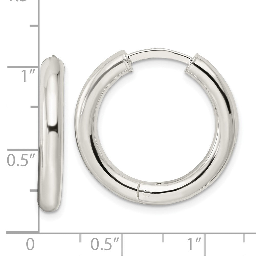 Sterling Silver Polished 3.5X25mm Hinged Tube Hoop Earrings