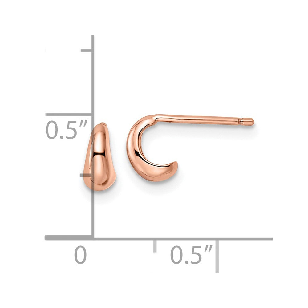 Sterling Silver Polished Rose-Tone Hoop Post Earrings