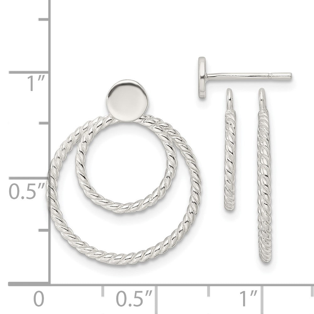 Sterling Silver W/2 Circle Jackets Button Post Earrings