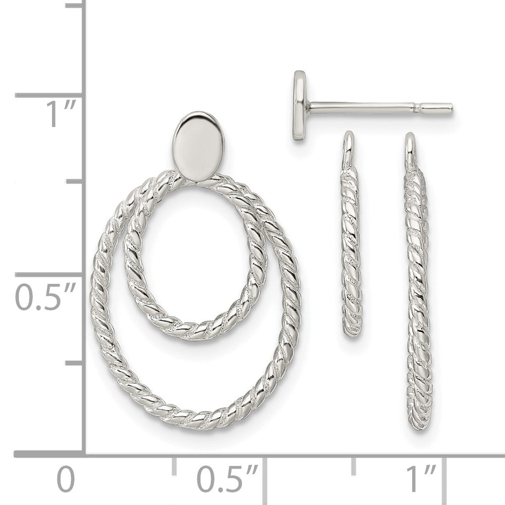 Sterling Silver W/2 Oval Jackets Button Post Earrings