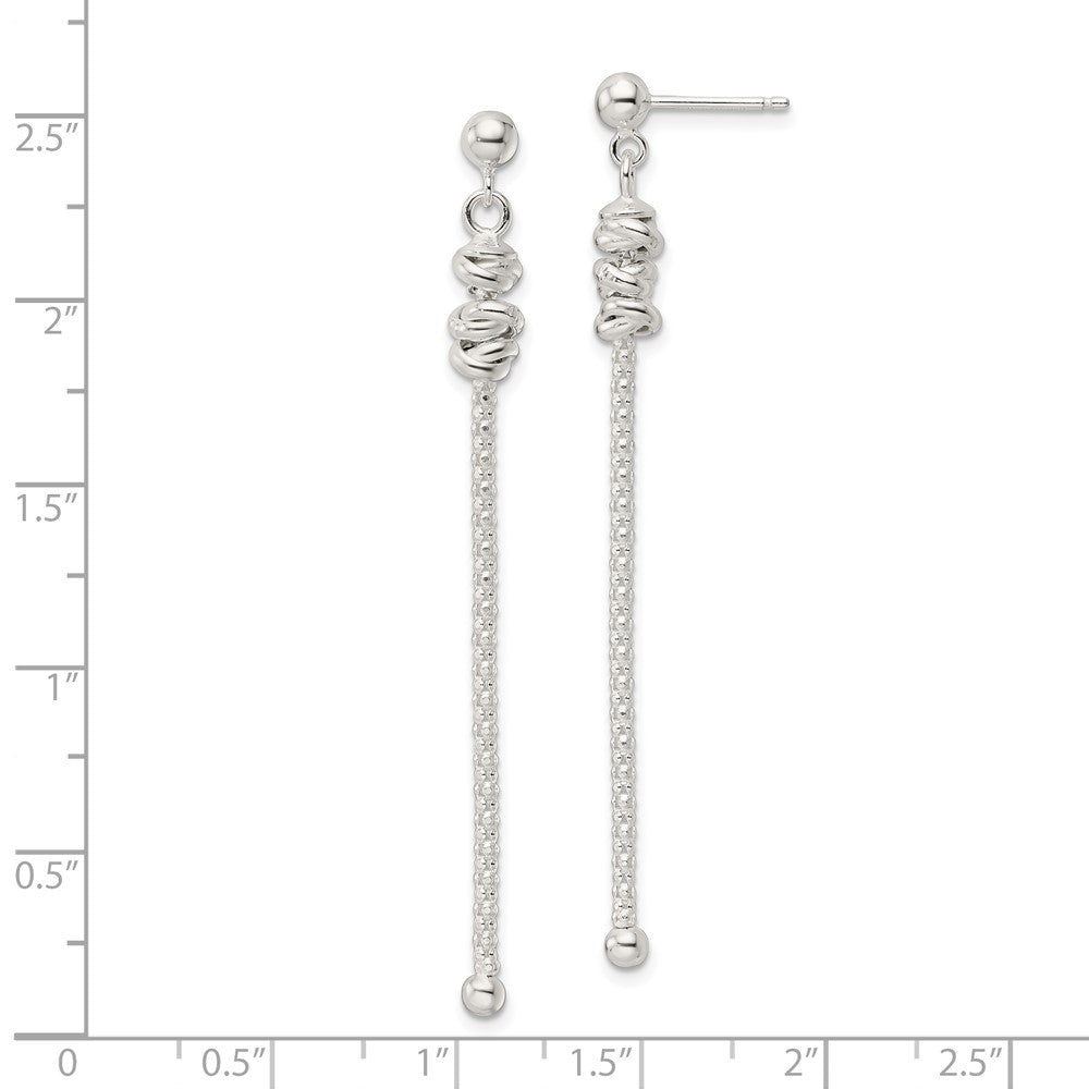 Sterling Silver Fancy Knot W/Chain Post Dangle Earrings