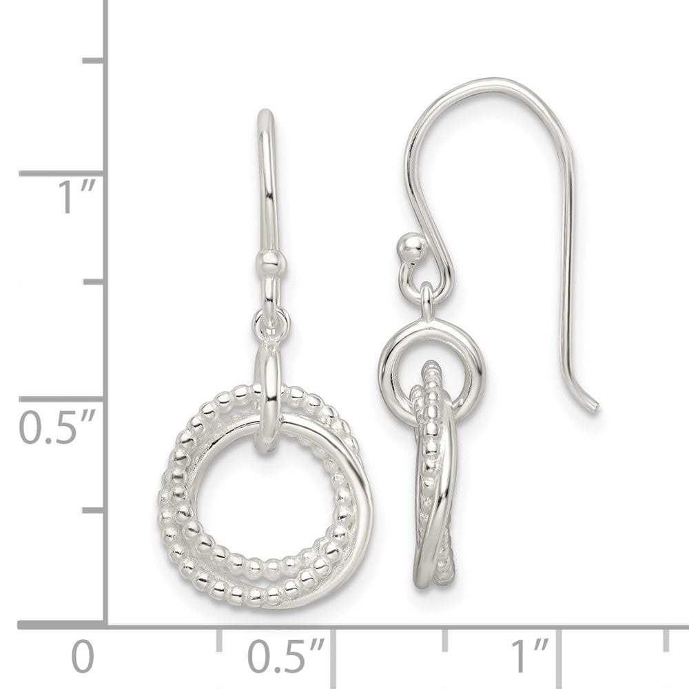 Sterling Silver Polished Intertwined Circles Dangle Earrings