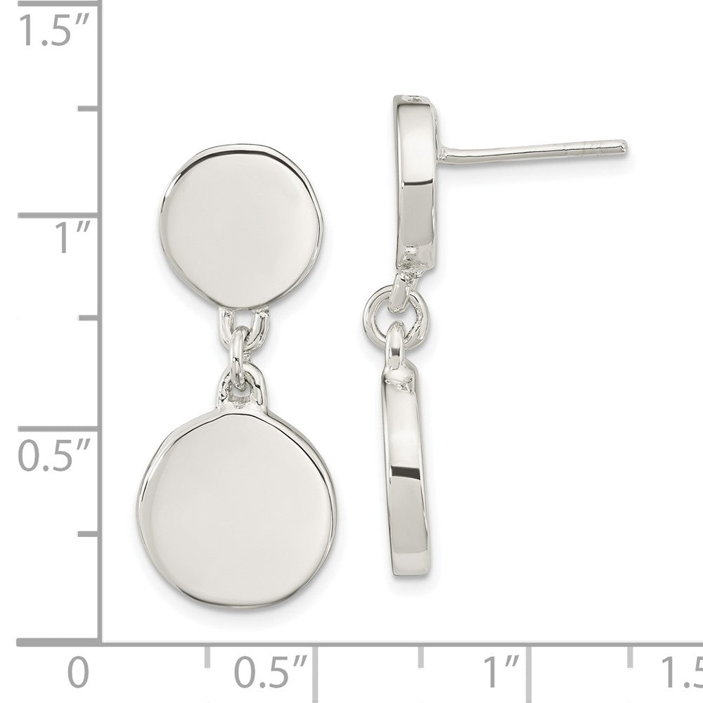 Sterling Silver Polished Discs Post Dangle Earrings