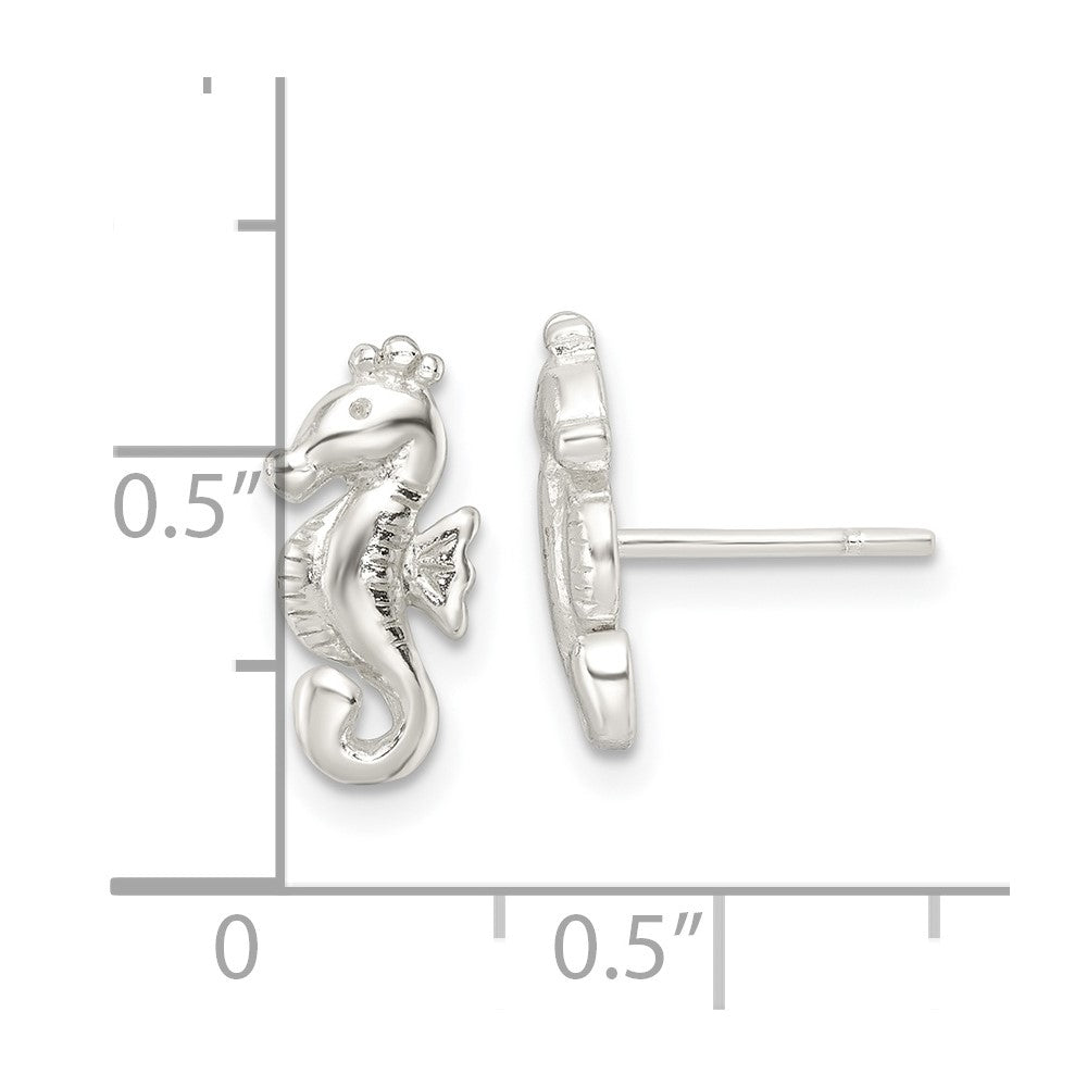 Sterling Silver Polished Seahorse Post Earrings