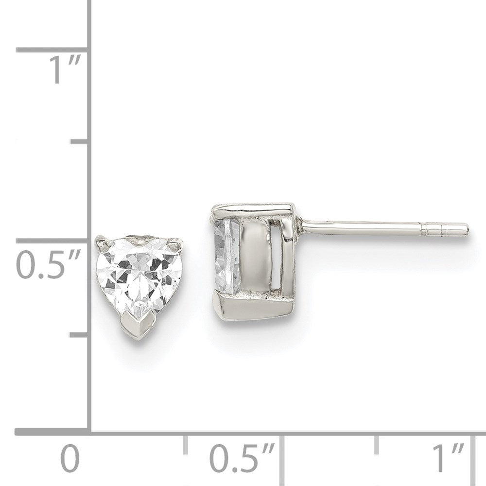Sterling Silver 6mm Heart Basket Set Cz Stud Earrings