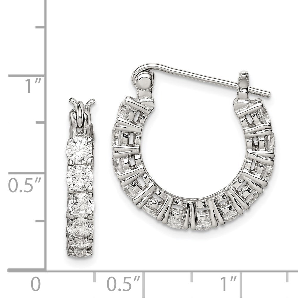 Sterling Silver Rhodium-Plated Cz Hoop Earrings