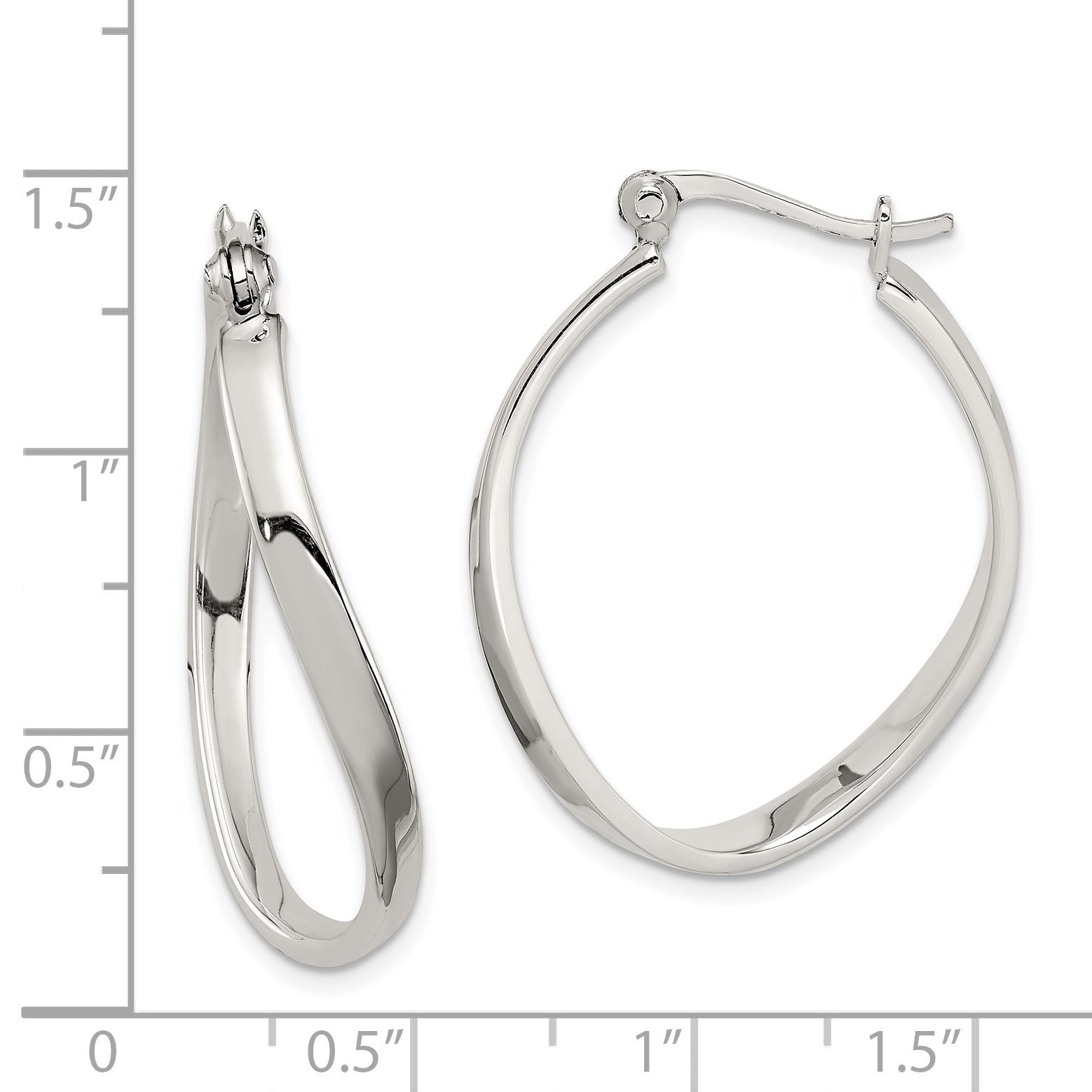 Sterling Silver Polished & Twisted Oval Hoop Earrings