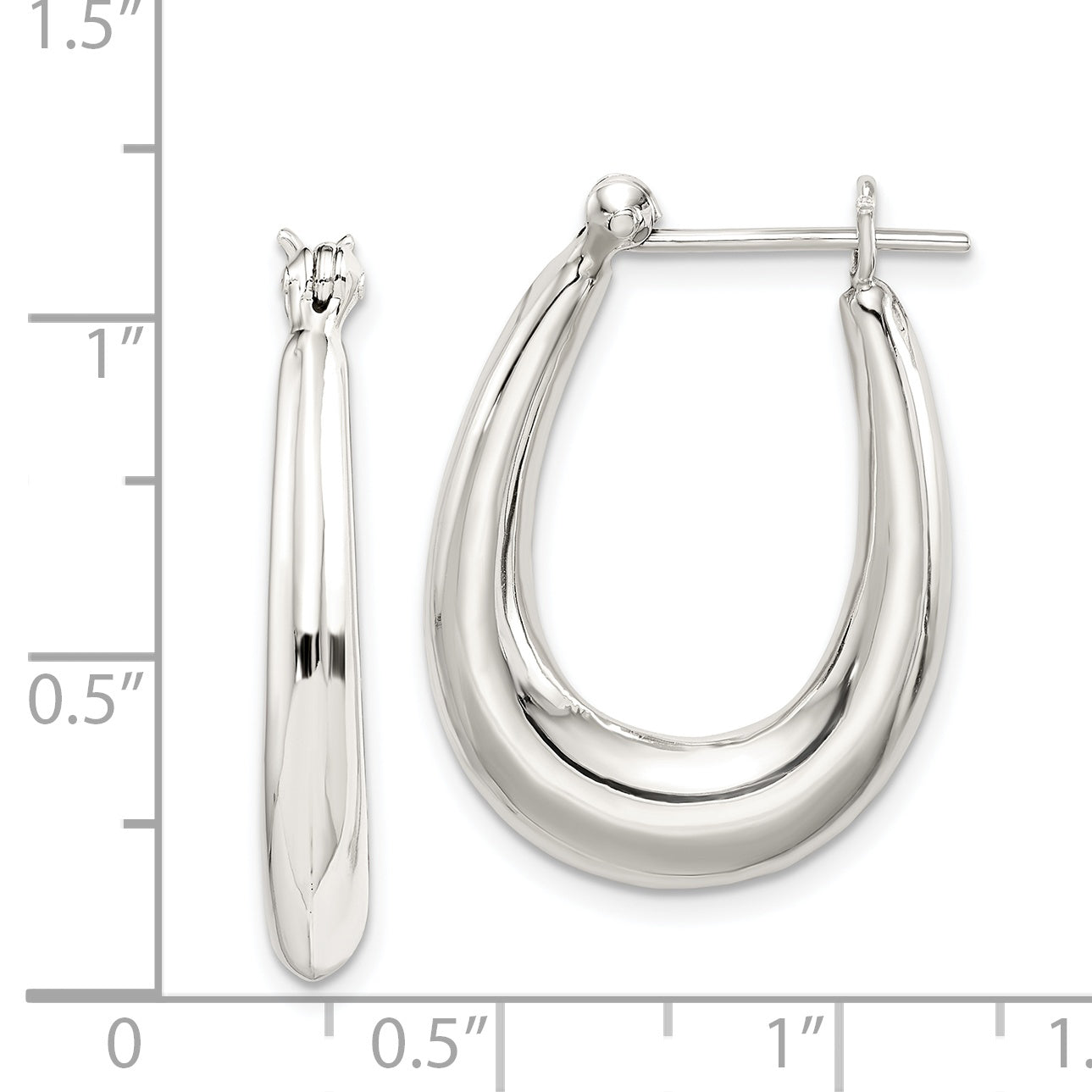 Sterling Silver Polished & Tapered Oval Hoop Earrings