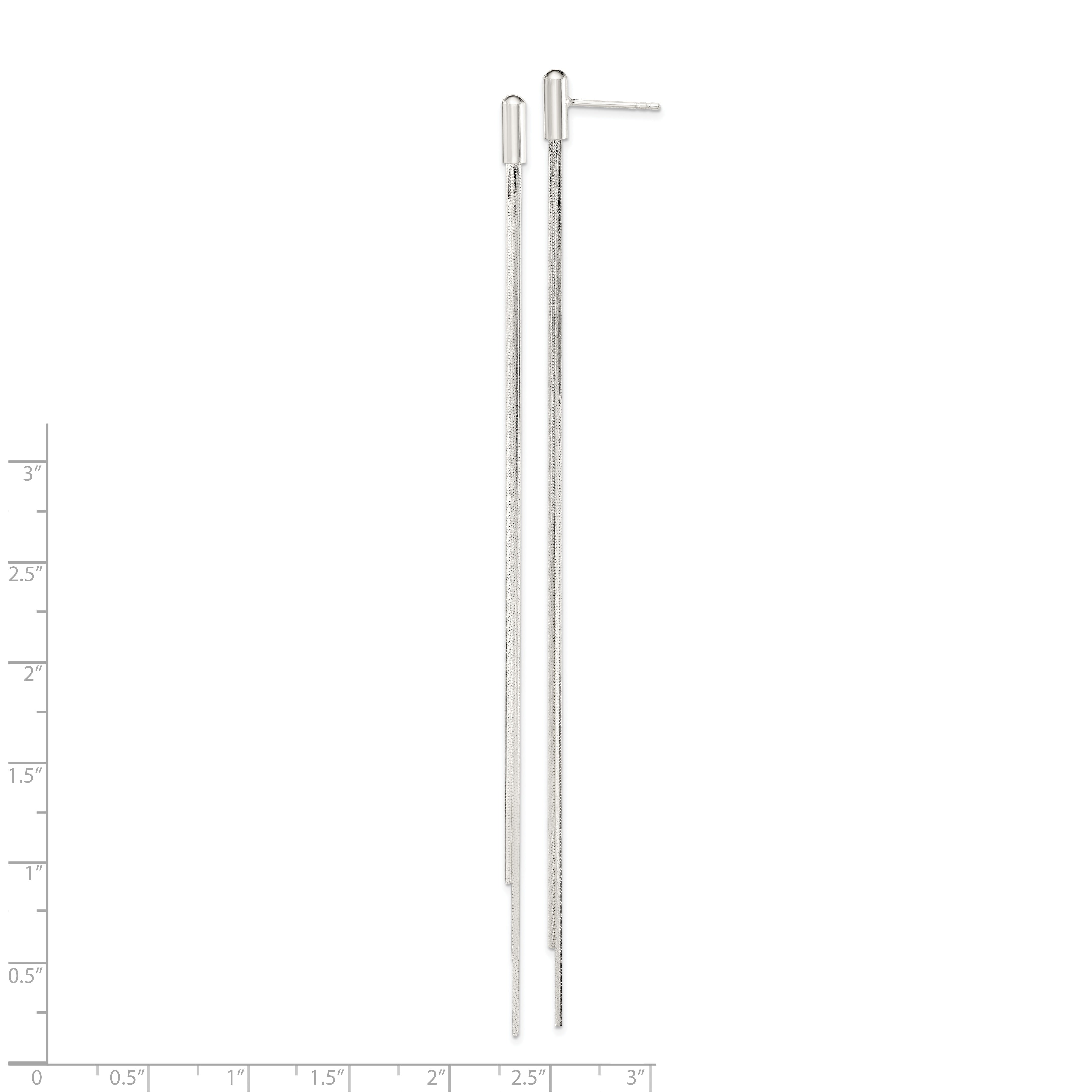 Sterling Silver Polished Multi-Strand Snake Chain Post Dangle Earrings