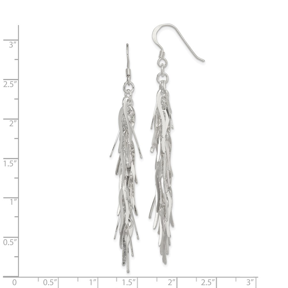 Sterling Silver Polished Fancy Drop Squiggle Dangle Earrings