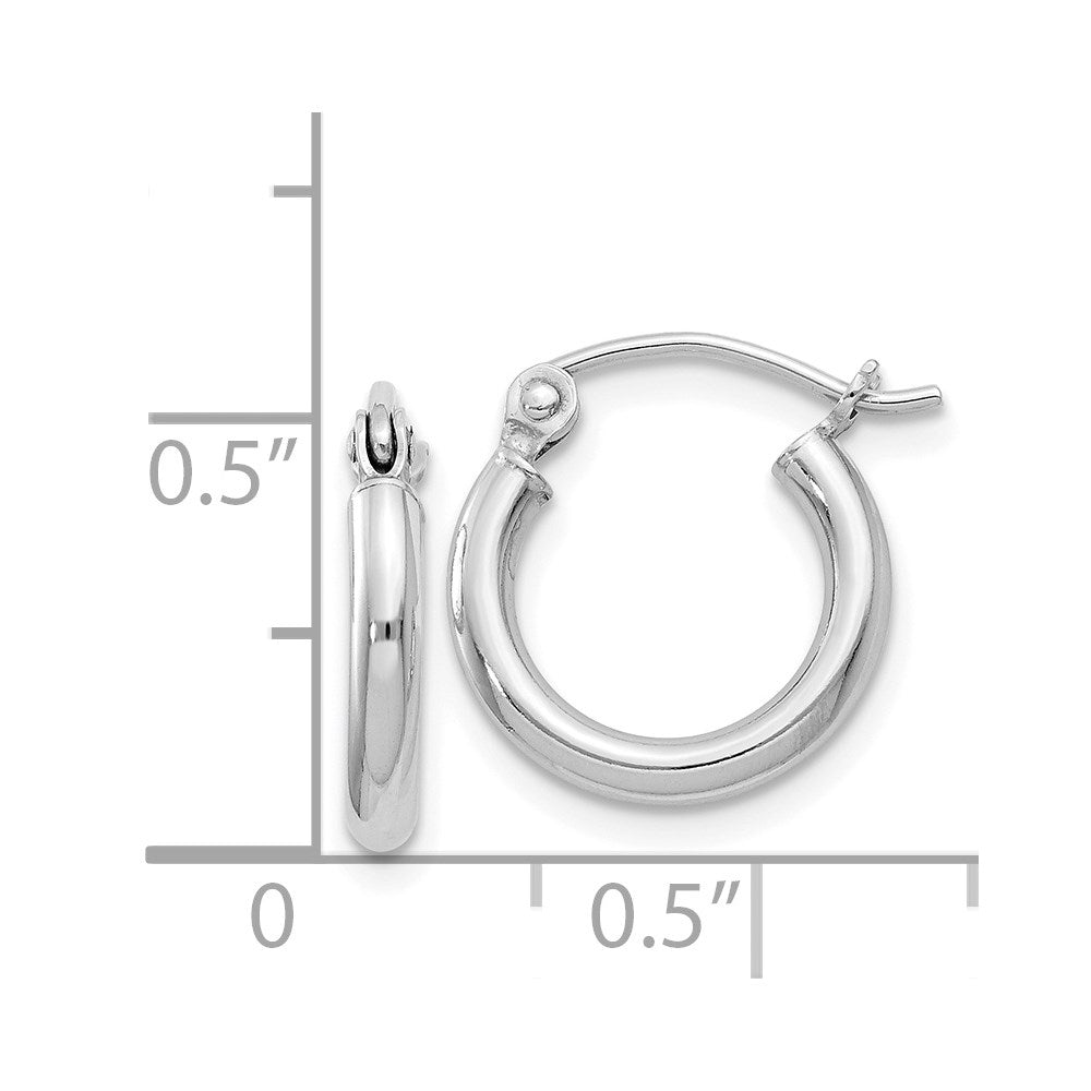 Sterling Silver Rhodium-Plated 2mm Round Hoop Earrings