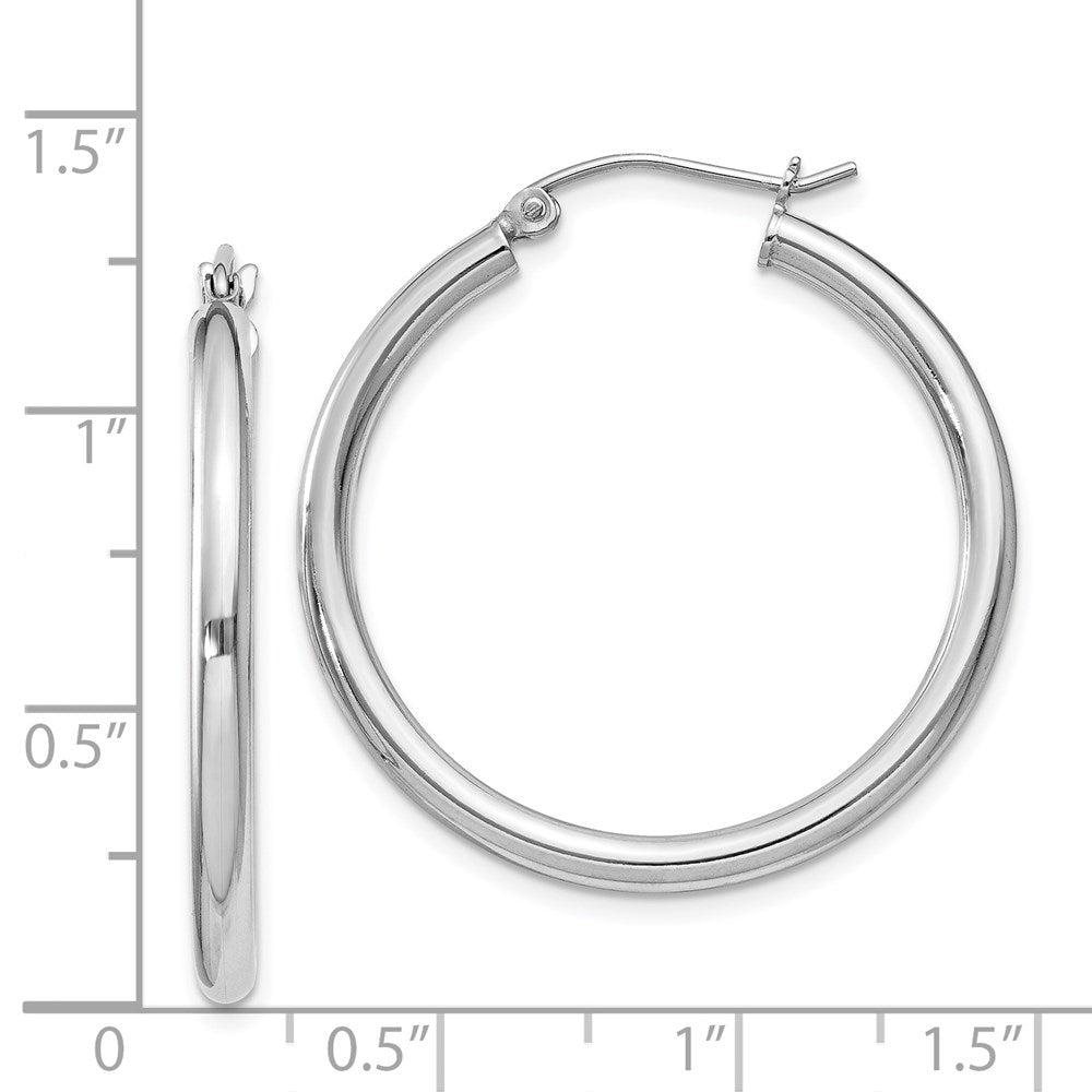 Sterling Silver Rhodium-Plated 2.5mm Round Hoop Earrings