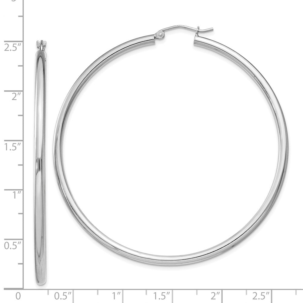 Sterling Silver Rhodium-Plated 2.5mm Round Hoop Earrings